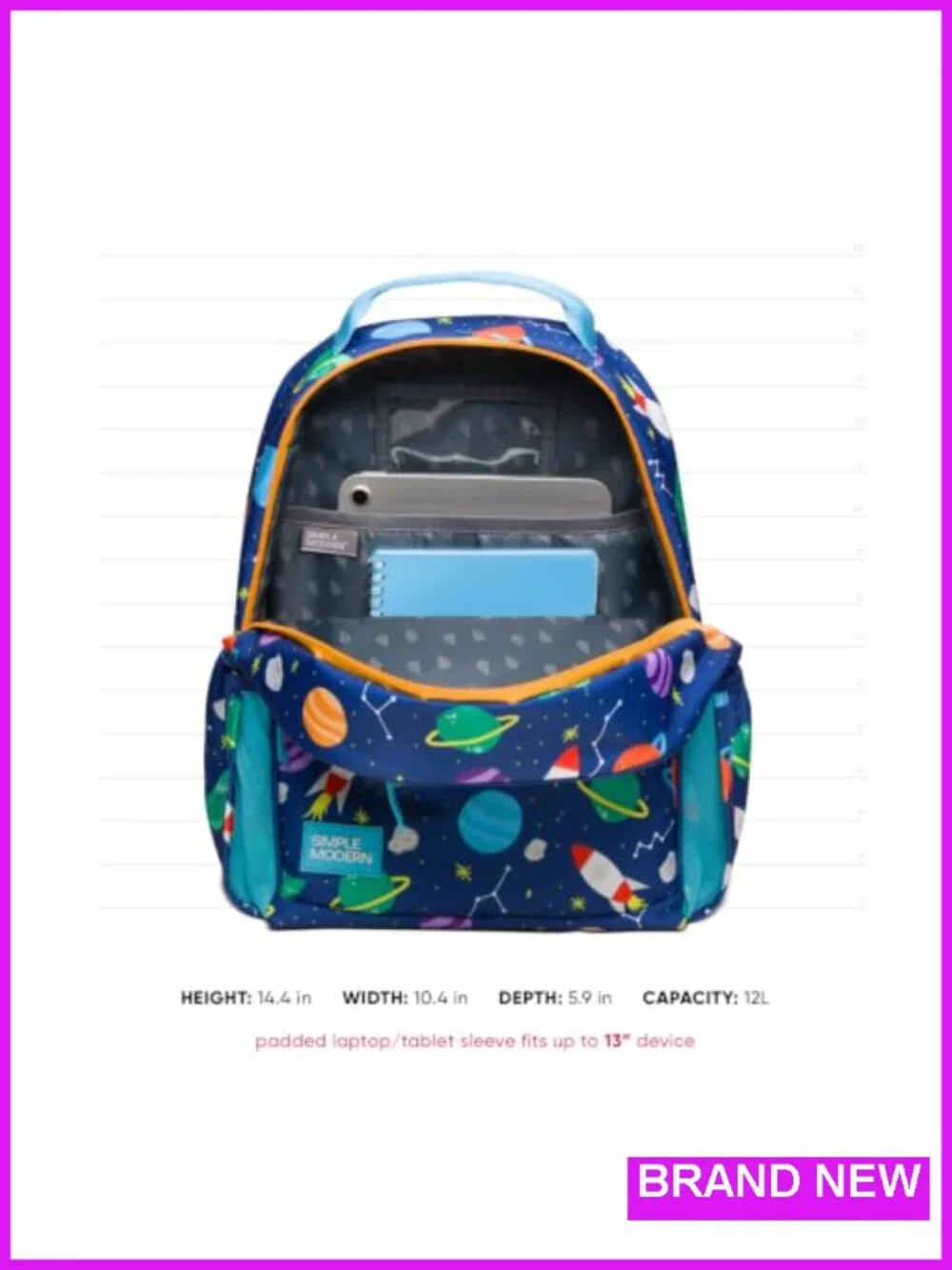 Kids Backpack for School, Toddler Daypack 12L, Tablet Sleeve - Picture 3 of 5